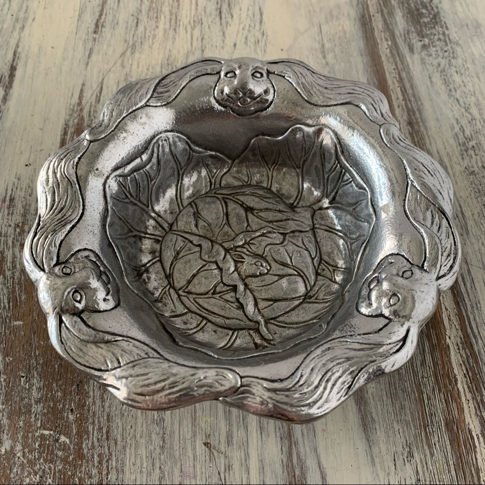 Vintage 1993 Arthur Court Metal Rabbit Dish